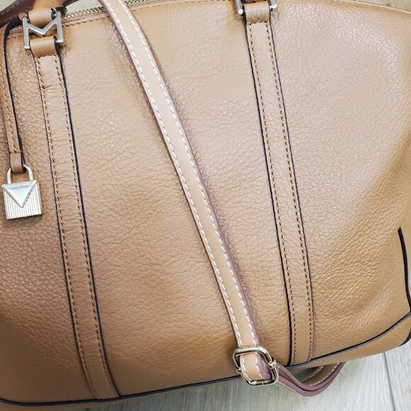 Michael Kors Beckett Large Leather Satchel Handbag Acorn Tan Brown Fall READ - Picture 4 of 16